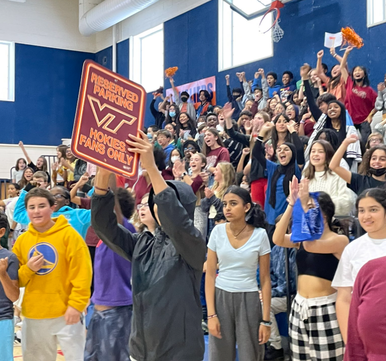 students at a pep rally