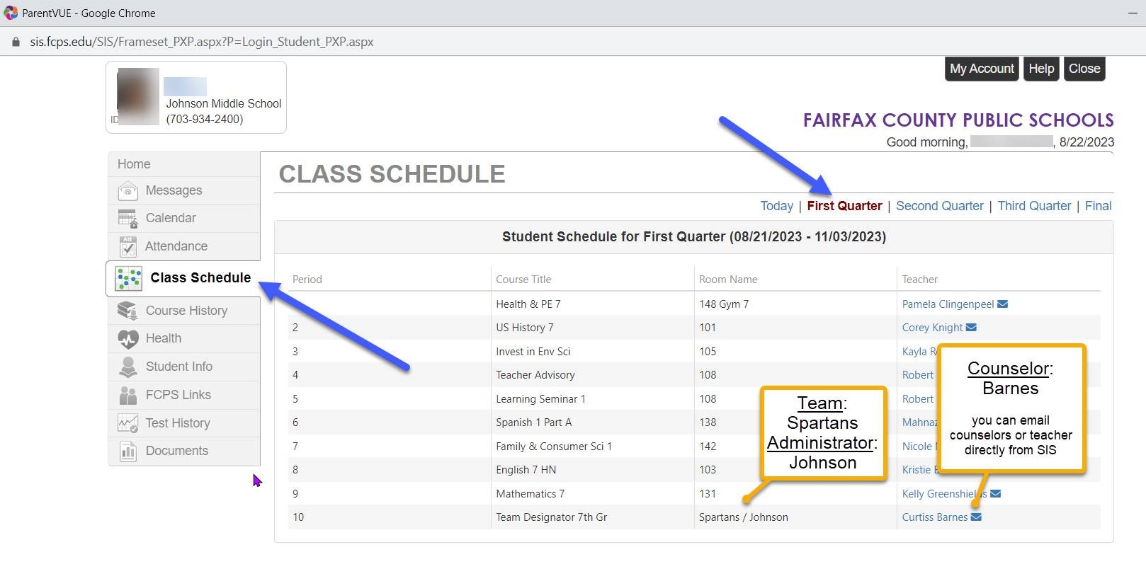 how to read a class schedule on sis