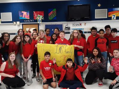 students celebrating Rock the Red
